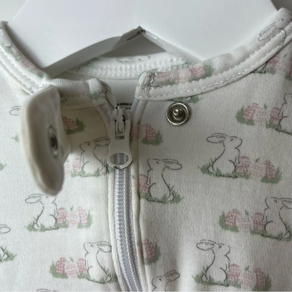 Lila and Hayes Bunny Print Footie 0-3 Months